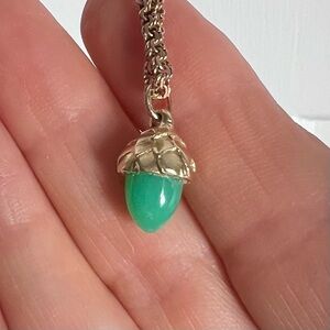 Acorn Charm 14k Gold & Chrysoprase
